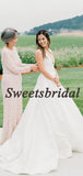 Pretty V-neck Satin A-line Sleeveless Vintage Long Wedding Dresses Evening Dresses, WD1133