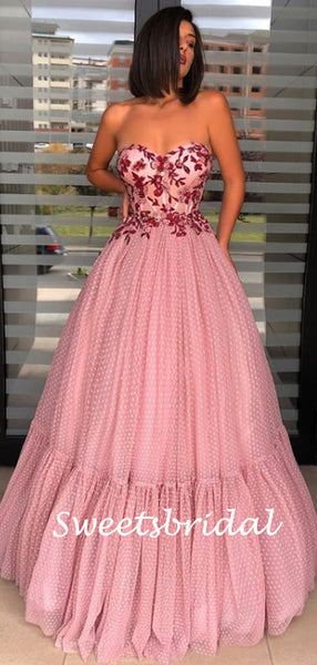 Simple Straight Tulle A-line Long Prom Dresses.SW1149