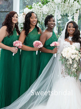 One-shoulder A-line  Elegant Simple Long Bridesmaid Dressess,, SWE1352