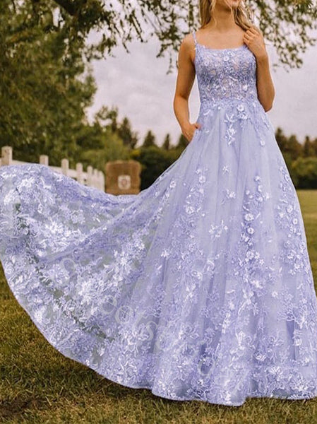 Elegant Square Sleeveless A-line Prom Dresses,SW1897