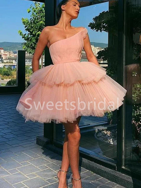 Elegant One shoulder Sleeveless Short Homecoming Dresses, BTW331