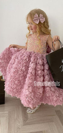 Beautiful A-line Tulle Lace Sequin Flower Girl Dresses, FGS0033