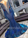 Sexy Deep V-neck Long sleeves Mermaid Prom Dresses, SW1515