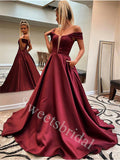 Elegant Off-shoulder Sleeveless A-line Prom Dresses,SW1856