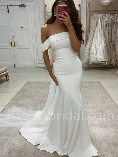 Elegant Off shoulder Strapless Mermaid Lace applique Wedding Dresses,DB0290