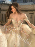 Elegant Off shoulder V-neck A-line Long Prom Dress,SW1984