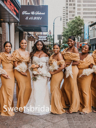 One-shoulder Bubble Mermaid Elegant Simple Long Bridesmaid Dressess,SWE1353