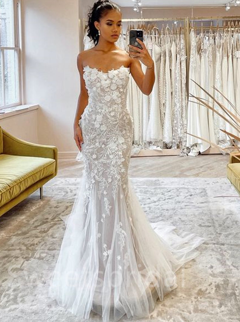 Sexy Sweetheart Mermaid Lace appique Wedding Dresses,DB0231