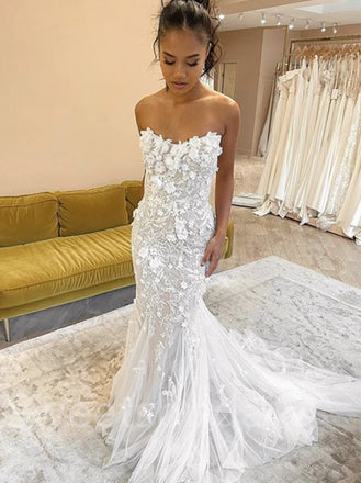 Sexy Sweetheart Mermaid Lace appique Wedding Dresses,DB0231