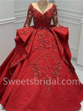 Elegant V-neck Long sleeves Ball gown Prom Dresses, SW1508