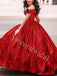Red Sweetheart Off shoulder Ball-gown Prom Dresses,SWW1775
