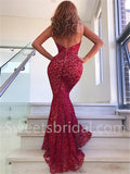 Sexy Spaghetti straps V-neck Mermaid Prom Dresses, SW1520