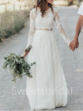 Elegant Long sleeves A-line Lace applique Wedding Dresses,DB0321
