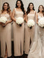 Charming Spaghetti Strap Sleeveless Side Slit Bridesmaid Dresses, SW1159