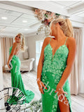 Sexy V-neck Sleeveless Side slit Mermaid Long Prom Dress,SW1938