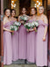 Elegant Chiffon A Line Floor Length Long Bridesmaid Dresses, SW1053