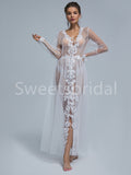 Sexy V-neck A-line Lace applique Wedding Dresses, DB0264