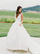 Pretty V-neck Satin A-line Sleeveless Vintage Long Wedding Dresses Evening Dresses, WD1133