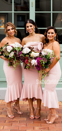 Elegant Mermaid Knee Length Short Bridesmaid Dresses, MD495