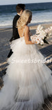 Pretty Spaghetti Strap Tulle A-line Long Wedding Dresses Evening Dresses, WD1127
