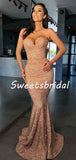 Sweetheart Mermaid Simple Sequin Long Evening Prom Dresses, PD0037