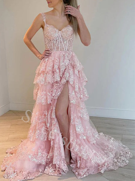Elegant Sweetheart Side slit A-line Prom Dresses,SW1865