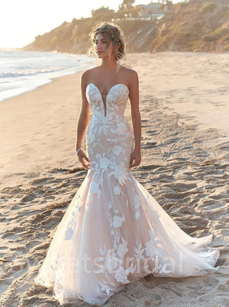 Sexy Sweetheart Mermaid Lace applique Wedding Dresses, DB0237