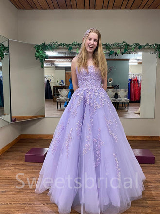 Pupular Sweetheart A-line Lace applique Simple Prom Dresses,SWE1291