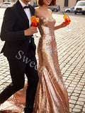 Sexy Strapless Sleeveless Side slit Mermaid Prom Dresses,SWW1744
