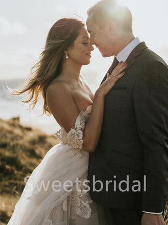 Elegant Sweetheart Off shoulder A-line Lace applique Wedding Dresses,DB0316