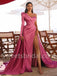 Elegant One shoulder Side slit A-line Prom Dresses, SW1514