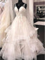 Elegant V-neck Sleeveless A-line lace applique Wedding Dresses,DB0279