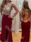 Sexy Scoop Sleeveless Side slit Mermaid Prom Dresses,SW1904