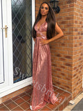 Sexy V-neck Sleeveless A-line Prom Dresses,SW1835