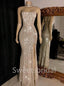 Elegant Square Spaghetti strap Side slit Mermaid Prom Dresses, SW1399