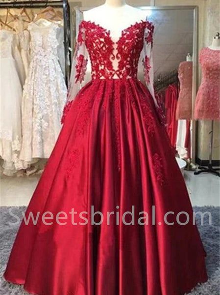 Elegant Sweetheart Long sleeves Ball gown Prom Dresses, SW1510