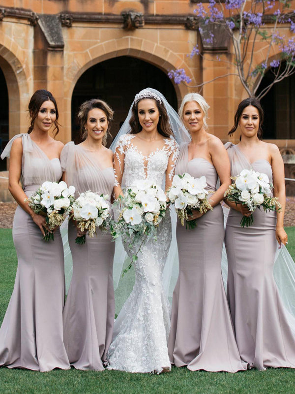 Charming One-shoulder Sleeveless Mermaid Long Bridesmaid Dresses, SW1160