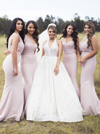 Elegant One-shoulder Mermaid Long Bridesmaid Dresses Online, SW1225