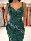 Sexy V-neck Sleeveless Side slit Mermaid Prom Dresses,SW1705