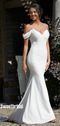 Charming Off-shoulder Mermaid Cheap Simple Wedding Dresses, WG200