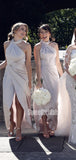 Elegant Halter Side Slit Mermaid Long Bridesmaid Dresses Online, SW1226