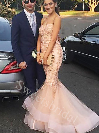 Elegant Sweetheart Sleeveless Mermaid Prom Dresses,SW1903