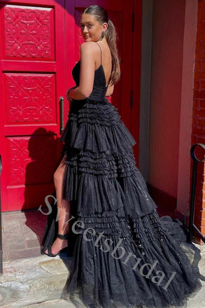 Elegant V-neck Sleeveless Side slit A-line Long Prom Dress,SW1971