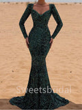 Elegant V-neck Long sleeves Mermaid Prom Dresses, SW1401