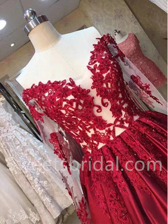 Elegant Sweetheart Long sleeves Ball gown Prom Dresses, SW1510