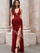 Sexy V-neck Sleeveless Side slit Mermaid Prom Dresses,SW1739