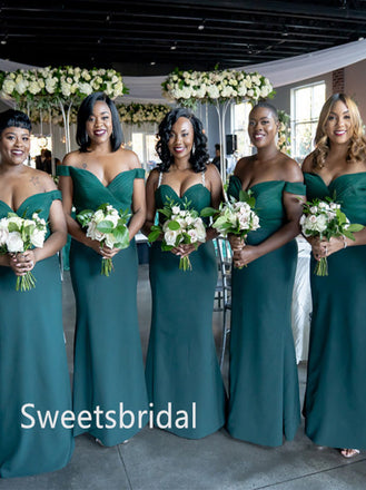 Mismatched Off-shoulder Mermaid Elegant Simple Pretty Long Bridesmaid Dresses,SWE1321