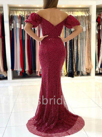Elegant Sweetheart Off shoulder Side slit Mermaid Prom Dresses, SW1504