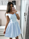 Cheap Off The Shoulder Simple V Neck A Line Short Homecoming Dress, BTW164