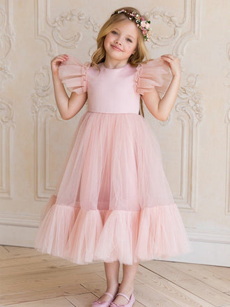 Lovely Round Neck Sleeveless A Line Tulle Flower Girl Dresses,GTE2135